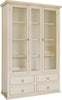 MOBILI-2G---Vetrina-2-ante-4-cassetti-in-Legno-shabby-avorio-anticato-118X40X185