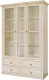 MOBILI-2G---Vetrina-2-ante-4-cassetti-in-Legno-shabby-avorio-anticato-118X40X185