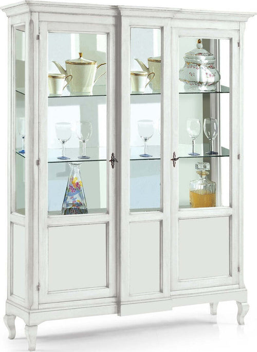 MOBILI-2G---VETRINA-2-ANTE-IN-LEGNO-BIANCO-ARTE-POVERA-163X46X208