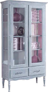 MOBILI-2G---VETRINA-2-PORTE-2-CASSETTI-IN-LEGNO-SHABBY-AZZURRO-L.102-P.42-H.191
