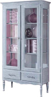 MOBILI-2G---VETRINA-2-PORTE-2-CASSETTI-IN-LEGNO-SHABBY-AZZURRO-L.102-P.42-H.191