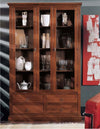 MOBILI-2G---VETRINA-2-PORTE-4-CASSETTI-ARTE-POVERA-LEGNO-TINTA-NOCE-119X40X185