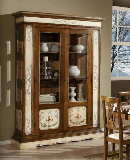 MOBILI-2G---VETRINA-2-PORTE-ARTE-POVERA-LEGNO-DIPINTO/BASSANO-145X48X212