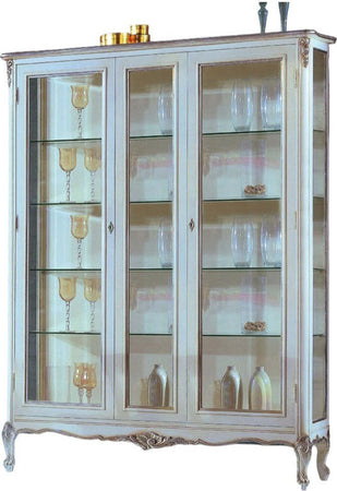 MOBILI-2G---Vetrina-2-porte-classica-legno-shabby-bianco-argento-164X51x215