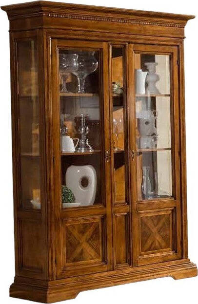 MOBILI-2G---VETRINA-2-PORTE-IN-LEGNO-CON-INTARSI-NOCE-BASSANO-L.146-P.53-H.-213