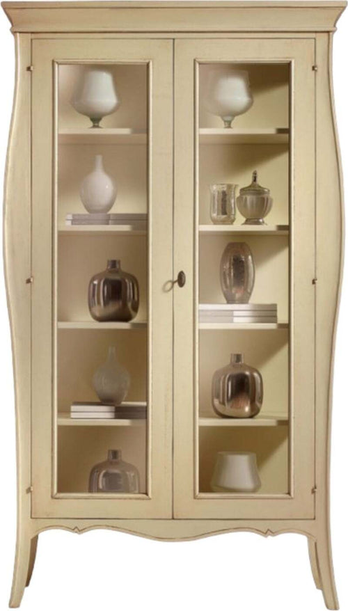 MOBILI-2G---VETRINA-2-PORTE-IN-LEGNO-SHABBY-AVORIO-PATINATO-L.115-P.48-H.204