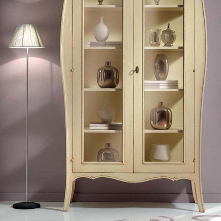 MOBILI-2G---VETRINA-2-PORTE-IN-LEGNO-SHABBY-AVORIO-PATINATO-L.115-P.48-H.204