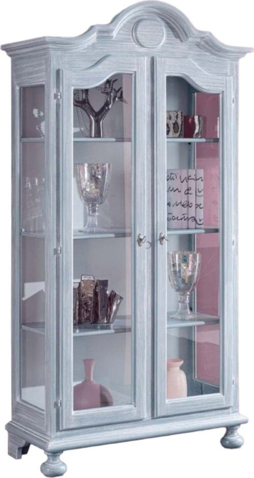 MOBILI-2G---VETRINA-2-PORTE-IN-LEGNO-SHABBY-AZZURRO-L.103-P.45-H.197