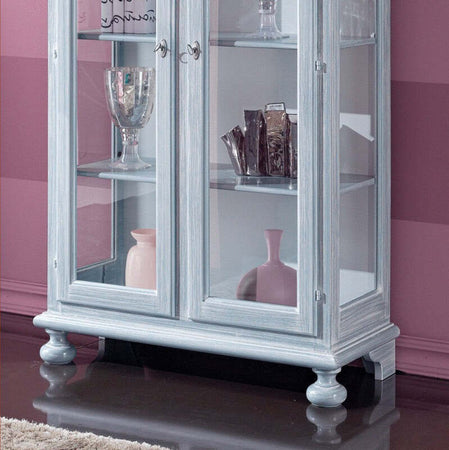 MOBILI-2G---VETRINA-2-PORTE-IN-LEGNO-SHABBY-AZZURRO-L.103-P.45-H.197