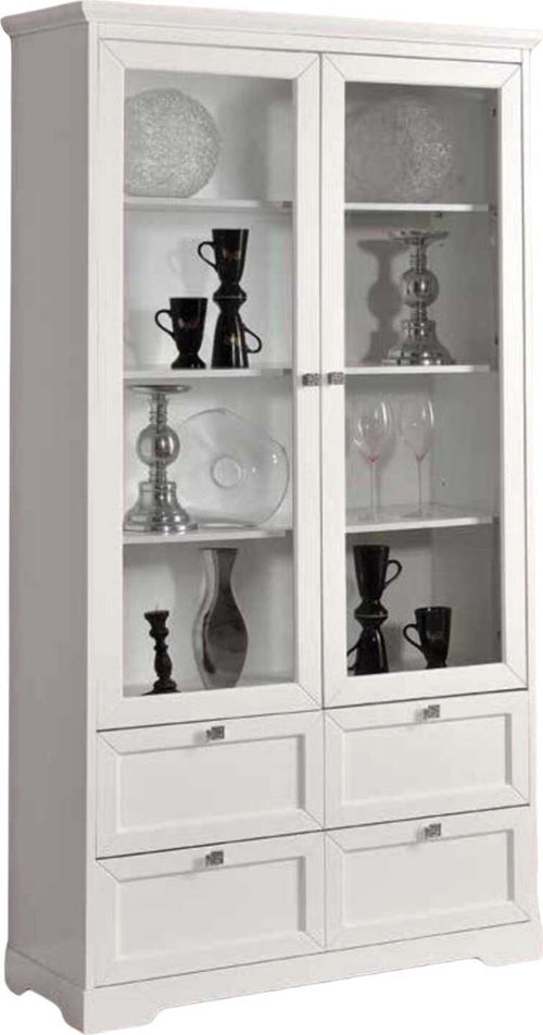 MOBILI-2G---VETRINA-2-PORTE-IN-LEGNO-SHABBY-BIANCO-OPACO-L.100-P.40-H.190