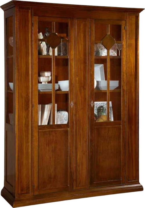 MOBILI-2G---VETRINA-2-PORTE-IN-LEGNO-TINTA-NOCE-ARTE-POVERA-148X49X207