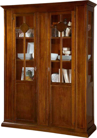 MOBILI-2G---VETRINA-2-PORTE-IN-LEGNO-TINTA-NOCE-ARTE-POVERA-148X49X207