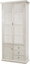 MOBILI-2G---Vetrina-3-ante-3-cassetti-in-Legno-shabby-bianco-anticato-90X41X186