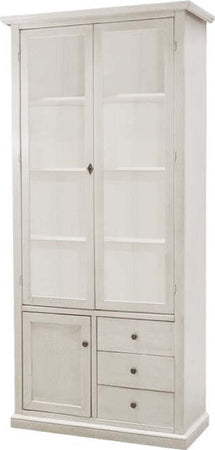 MOBILI-2G---Vetrina-3-ante-3-cassetti-in-Legno-shabby-bianco-anticato-90X41X186