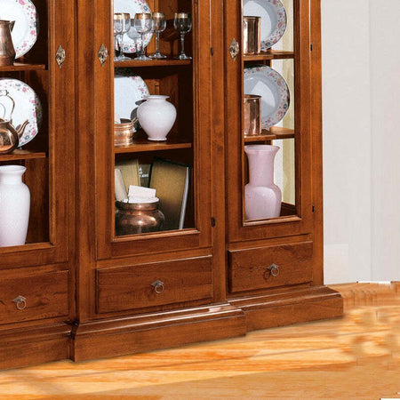 MOBILI-2G---VETRINA-3-PORTE-IN-LEGNO-ARTE-POVERA-TINTA-NOCE-179x49X200