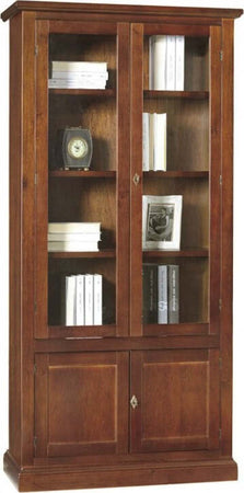 MOBILI-2G---VETRINA-ARTE-POVERA-2-PORTE-IN-LEGNO-TINTA-NOCE-90X41X186