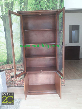 MOBILI-2G---VETRINA-ARTE-POVERA-2-PORTE-IN-LEGNO-TINTA-NOCE-90X41X186