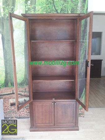 MOBILI-2G---VETRINA-ARTE-POVERA-2-PORTE-IN-LEGNO-TINTA-NOCE-90X41X186