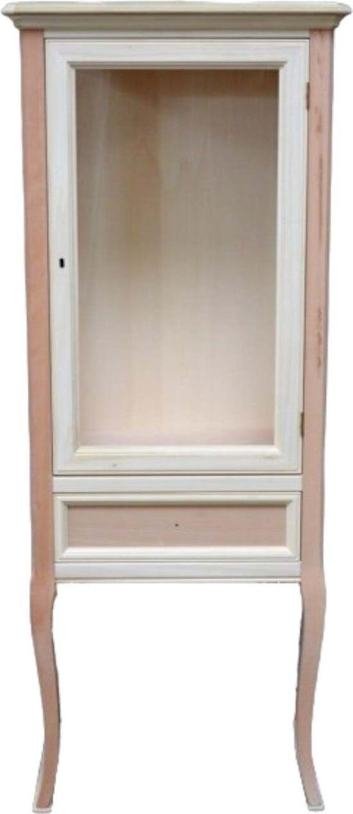 MOBILI-2G---VETRINA-CLASSICA-1-PORTA-1-CASSETTO-IN-LEGNO-GREZZO-L.55-P.40-H.140