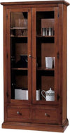MOBILI-2G---Vetrina-classica-2-ante-2-cassetti-in-Legno-tinta-noce-90X40X160