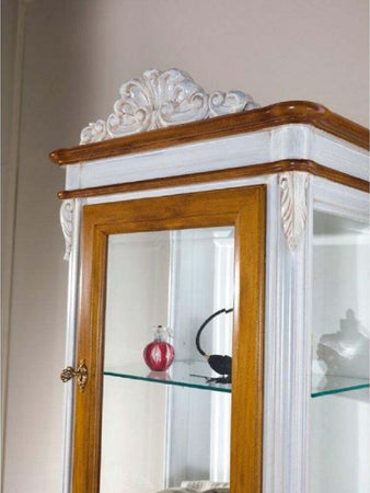 MOBILI-2G---VETRINA-CLASSICA-2-PORTE-1-CASSETTO-IN-LEGNO-GREZZO-L.61-P.41-H.190