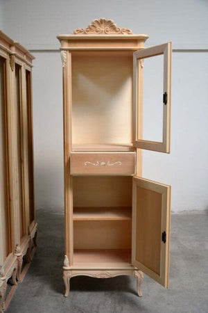 MOBILI-2G---VETRINA-CLASSICA-2-PORTE-1-CASSETTO-IN-LEGNO-GREZZO-L.61-P.41-H.190