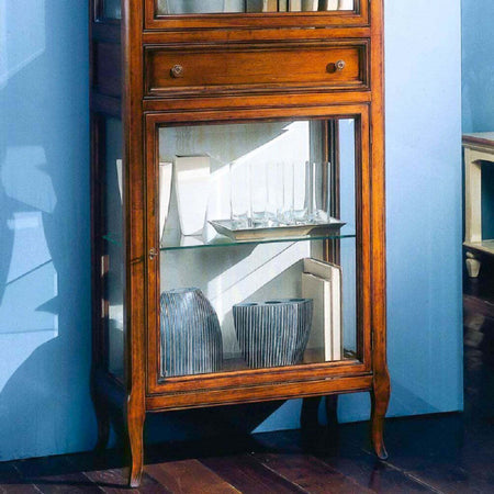 MOBILI-2G---VETRINA-CLASSICA-2-PORTE-1-CASSETTO-IN-LEGNO-GREZZO-L.70-P.40-H.175