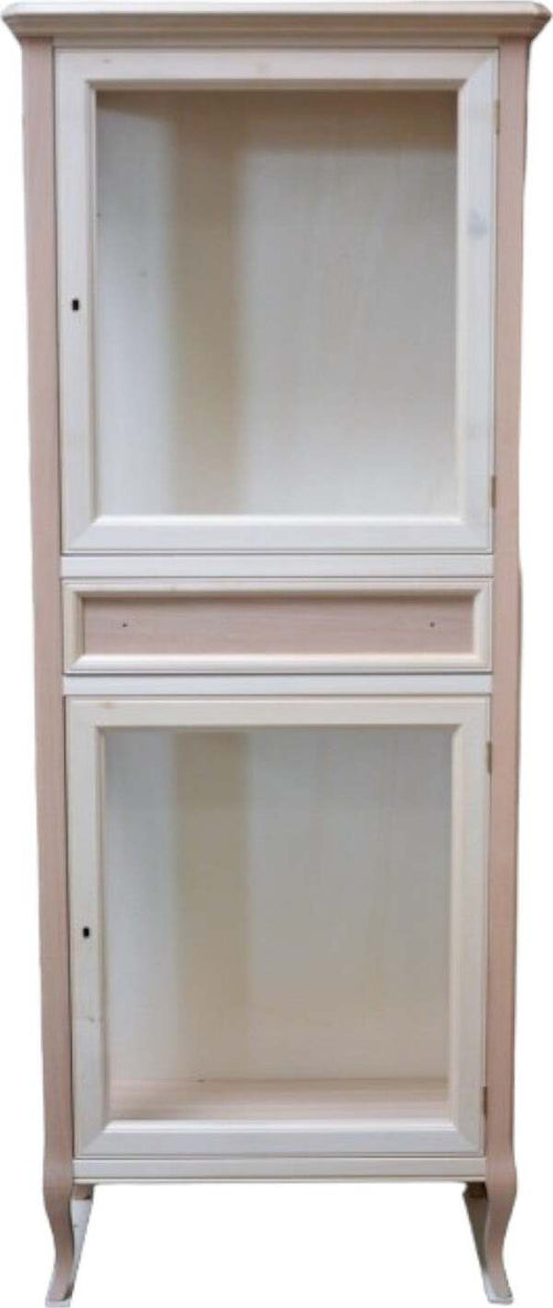 MOBILI-2G---VETRINA-CLASSICA-2-PORTE-1-CASSETTO-IN-LEGNO-GREZZO-L.70-P.40-H.175