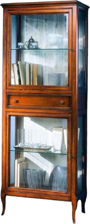 MOBILI-2G---VETRINA-CLASSICA-2-PORTE-1-CASSETTO-IN-LEGNO-GREZZO-L.70-P.40-H.175