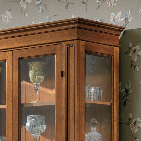 MOBILI-2G---Vetrina-classica-2-porte-1-cassetto-legno-bassano-segreto-142X49x210