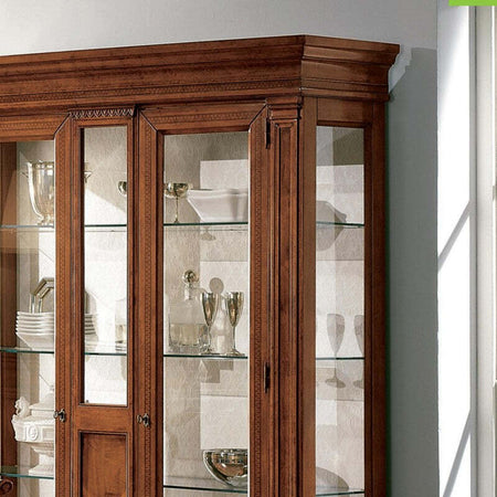 MOBILI-2G---Vetrina-classica-2-porte-3-cassetti-intarsio-legno-bassano-161X50x216