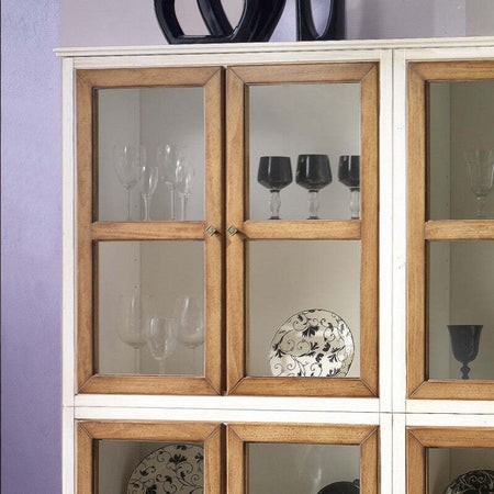 MOBILI-2G---Vetrina-classica-8-porte-legno-shabby-bicolore-160X39X184