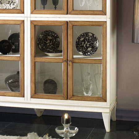 MOBILI-2G---Vetrina-classica-8-porte-legno-shabby-bicolore-160X39X184