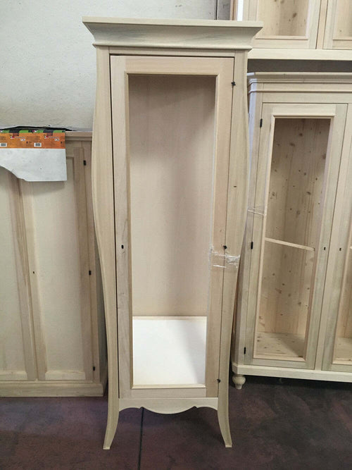 MOBILI-2G---VETRINA-CLASSICA-BOMBATA-1-PORTA-DX-IN-LEGNO-GREZZO-L.71-P.48-H.204