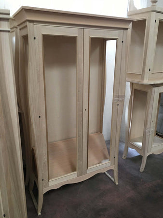 MOBILI-2G---VETRINA-CLASSICA-BOMBATA-2-PORTE-IN-LEGNO-GREZZO-L.115-P.48-H.204