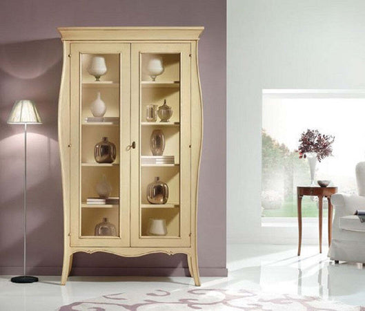 MOBILI-2G---VETRINA-CLASSICA-BOMBATA-2-PORTE-IN-LEGNO-GREZZO-L.115-P.48-H.204