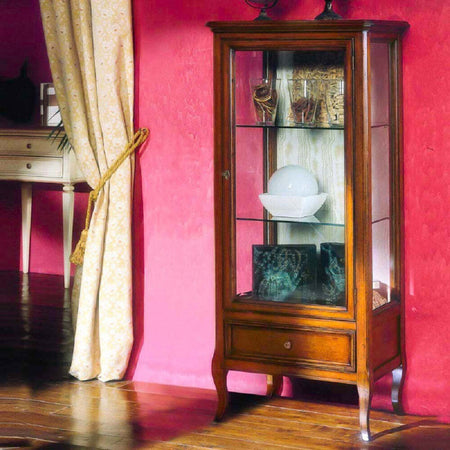 MOBILI-2G---VETRINA-CLASSICA-IN-LEGNO-1-PORTA-1-CASSETTO-FINITURA-BASSANO-L.60-P.40-H.175