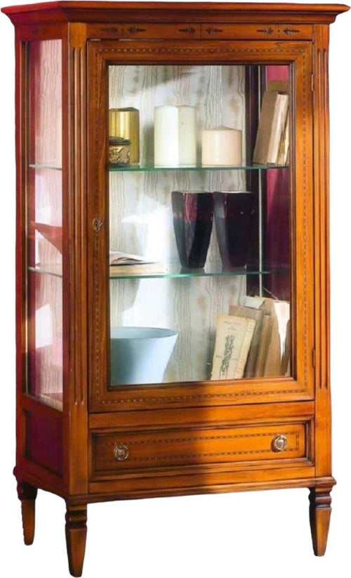 MOBILI-2G---VETRINA-CLASSICA-IN-LEGNO-1-PORTA-1-CASSETTO-FINITURA-BASSANO-L.75-P.43-H.135