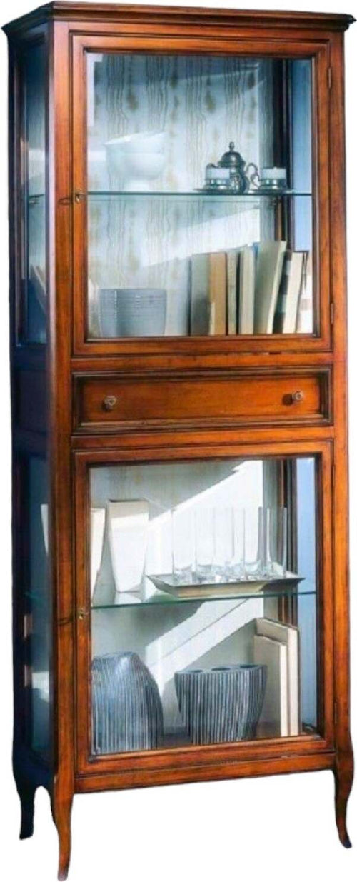MOBILI-2G---VETRINA-CLASSICA-IN-LEGNO-2-PORTE-1-CASSETTO-FINITURA-BASSANO-L.70-P.40-H.175