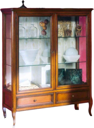 MOBILI-2G---VETRINA-CLASSICA-IN-LEGNO-2-PORTE-2-CASSETTI-FINITURA-BASSANO-L.108-P.40-H.130