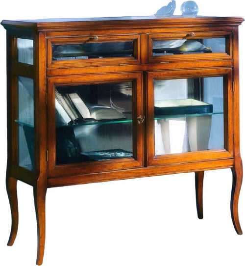 MOBILI-2G---VETRINA-CLASSICA-IN-LEGNO-2-PORTE-2-RIBALTE-FINITURA-BASSANO-L.100-P.38-H.95