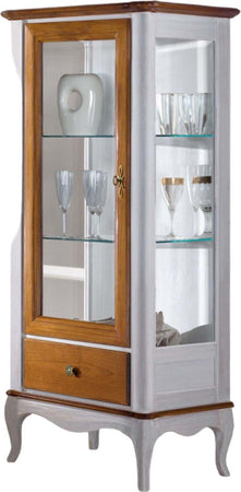 MOBILI-2G---VETRINA-CLASSICA-PROVENZALE-IN-LEGNO-1-PORTA-1-CASSETTO-L.61-P.41-H.140