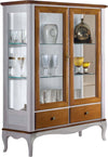 MOBILI-2G---VETRINA-CLASSICA-PROVENZALE-IN-LEGNO-2-PORTE-2-CASSETTI-L.111-P.44-H.140