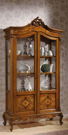 MOBILI-2G---VETRINA-IN-LEGNO-2-PORTE-IMPERO-FINITURA-BIANCO/ORO-MISURA-L.114-P.46-H.217