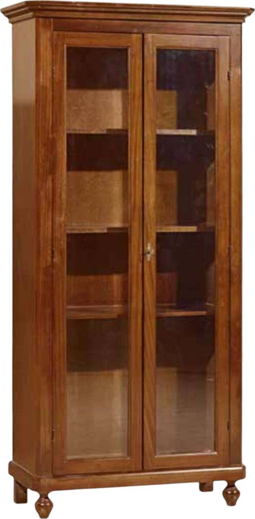 MOBILI-2G---VETRINA-IN-LEGNO-2-PORTE-TINTA-NOCE-ARTE-POVERA-MISURA-L.90-P.40-H.190