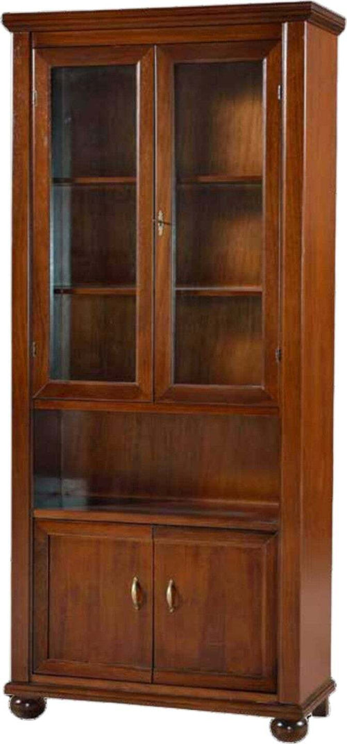 MOBILI-2G---VETRINA-IN-LEGNO-4-PORTE-TINTA-NOCE-ARTE-POVERA-L.89-P.38-H.198