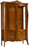 MOBILI-2G---VETRINA-IN-LEGNO-ARTE-POVERA-2-PORTE-TINTA-NOCE/ORO-130X50X212