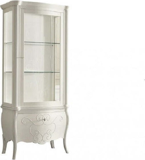 MOBILI-2G---VETRINA-IN-LEGNO-CLASSICA-SHABBY-1-PORTA-DX-BIANCO-88X46X205