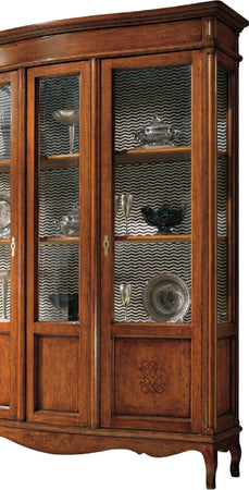 MOBILI-2G---VETRINA-IN-LEGNO-MASSELLO-2-PORTE-PANTOGRAFATE-VETRI-CURVI-ANTERIORI-MISURA-L.159-P.47-H.212