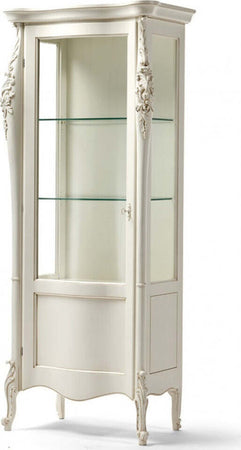 MOBILI-2G---VETRINA-INTAGLIATA-1-PORTA-SHABBY-IN-LEGNO-MASSELLO-AVORIO-L.82-P.50-H.203